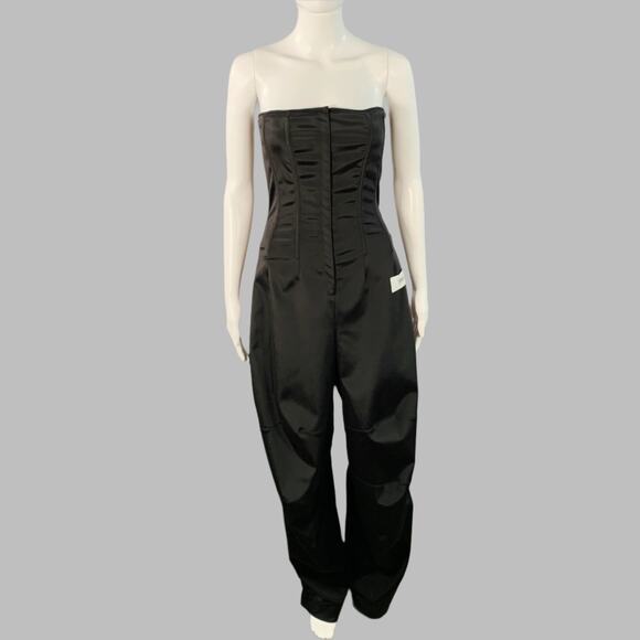 DOLCE & GABBANA KIM Size 4 Black White Acetate Blend Strapless Cargo Jumpsuit - Picture 1 of 9